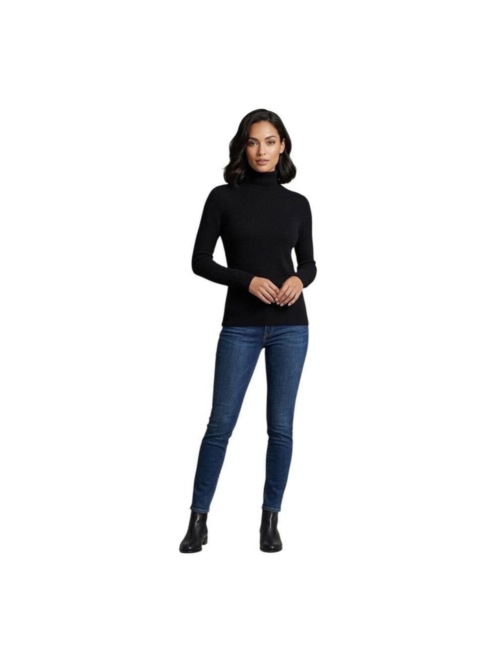 Chanyarn 100% Merino Wool Black Turtleneck Sweater Size M NWT